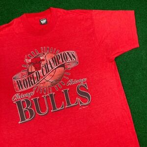 Vintage Chicago Bulls Shirt Mens XL Red 1991 NBA Finals Single Stitch 90s USA